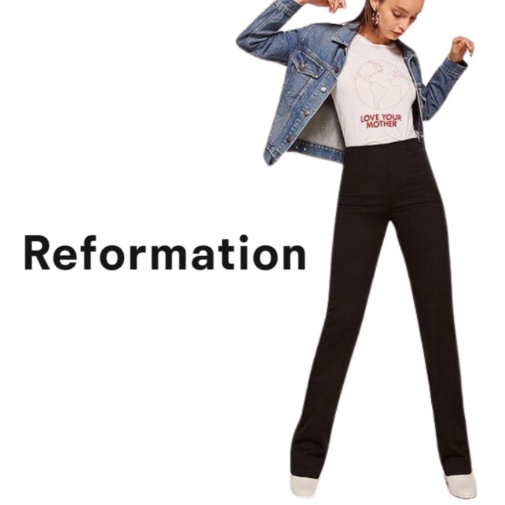 Reformation Black Cara Wide Leg Stretch Pant - Size 6